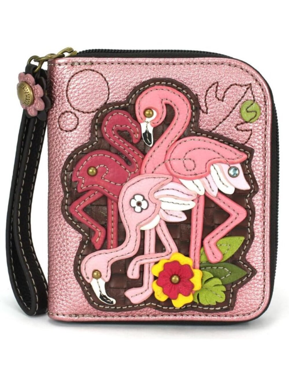 Glitter Pink Zip Around Wallet Wristlet | 8 Card Slots | Sturdy PU Leather